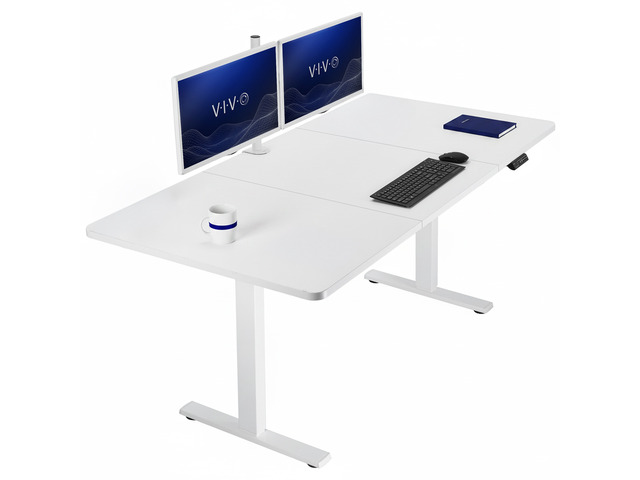VIVO Electric 71 x 36 Stand Up Desk, White Table Top, White Frame