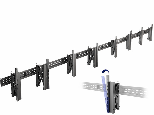 VIVO Pop-Out 1x4 Video Wall Mount, Quad TV Wall Mount 4 TV Screens 37-65