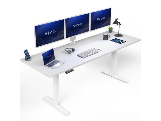 VIVO Electric 83' x 30' Stand Up Desk Workstation, White Table Top, White Frame