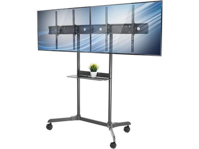 VIVO Ultra Heavy-Duty Mobile Dual TV Cart, 176 lbs Capacity, 4 Lockable Casters
