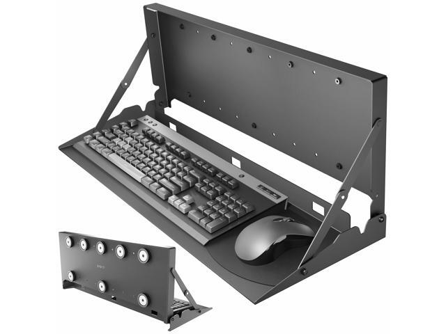 VIVO 24 Black Magnetic Flip Down Keyboard Tray Mount, Foldable Keyboard Tray