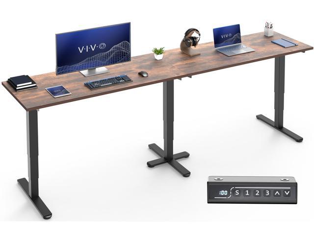 VIVO Electric 109'x24' Extra Long Standing Desk, Vintage Brown Tops, Black Frame