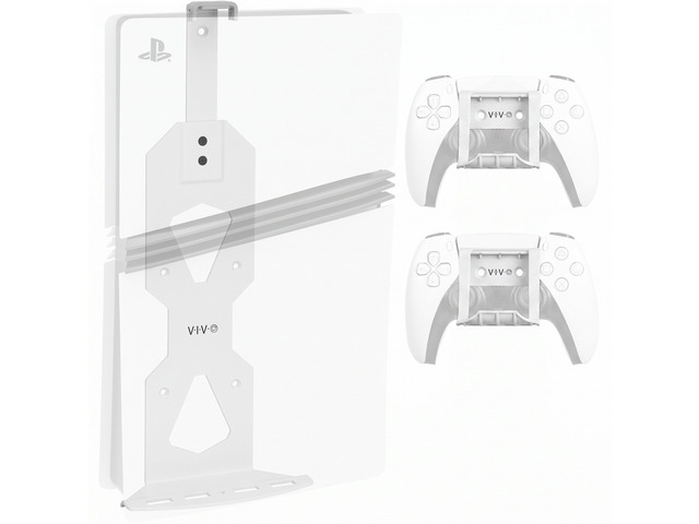 VIVO White Steel Wall Mount Designed for PS5 Console, 2 Controller Mounts