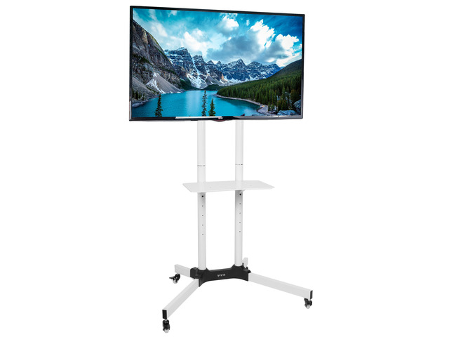VIVO White Mobile TV Cart for 32' to 65' LCD LED Plasma Flat Panel Screens Rolling TV Stand with Wheels (STAND-TV03W)