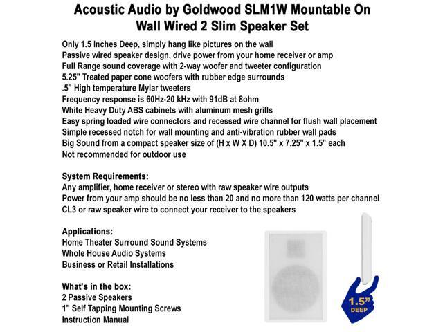 Acoustic Audio SLM1W Mountable On Wall Slim Speakers Home Theater Wired Pair Pack - image 7