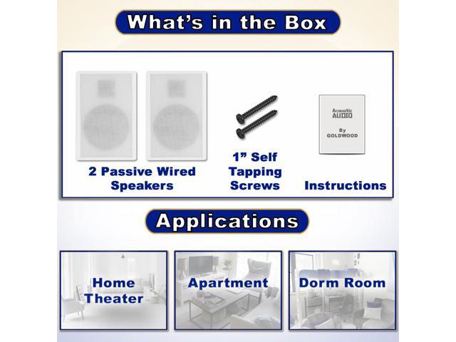 Acoustic Audio SLM1W Mountable On Wall Slim Speakers Home Theater Wired Pair Pack - image 6