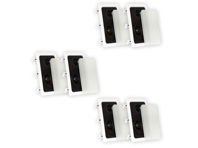 Theater Solutions TS50W In Wall Speakers Surround Sound Home Theater 3 Pair Pack