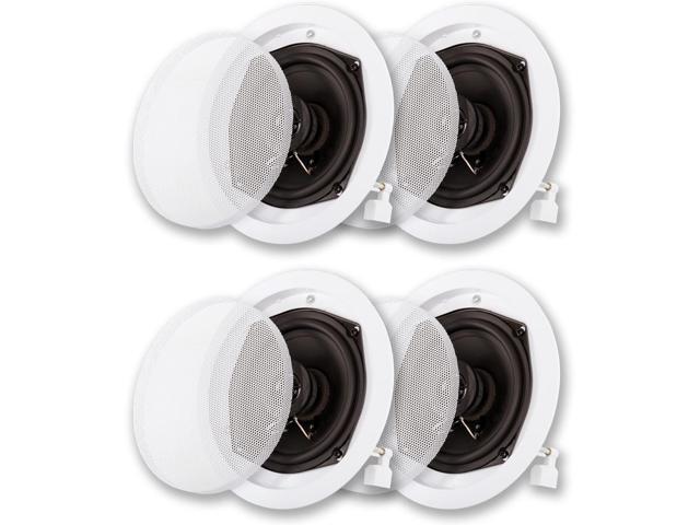 Acoustic Audio R191 In Ceiling / In Wall Speaker 2 Pair Pack 2 Way Home Theater Flush Mount