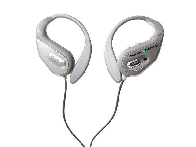 Bluetooth Water Resistant Headphones with Built-in Mic for Hands-Free Call Answering (Silver)