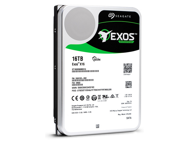 Seagate Exos X16 ST16000NM001G 16TB 7200 RPM 256MB Cache SATA 6.0Gb/s 3.5' Hard Drives, 512E/4KN