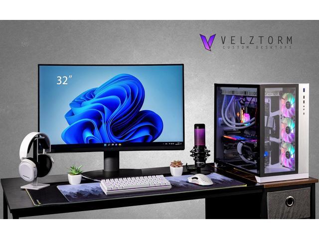 Velztorm Lux Gaming Desktop PC (AMD Ryzen 9 5950X, AMD Radeon RX 9060 XT, 32GB DDR4, 2TB PCIe SSD, 360mm AIO, 1000W PSU, RJ-45, 1 Display Port,...