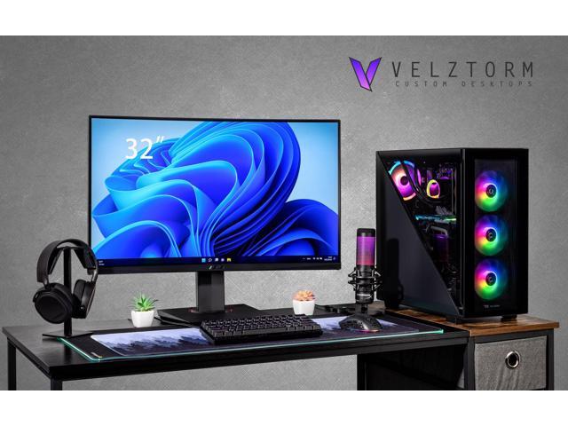 Velztorm Black Gladio Custom Built Gaming Desktop PC (AMD Ryzen 9 5900X, AMD Radeon RX 9060 XT, 32GB DDR4, 2TB PCIe SSD, 120mm AIO, 750W PSU,...