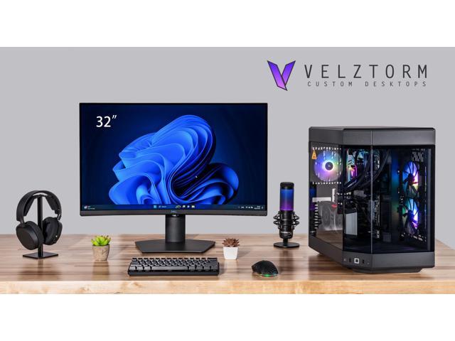 Velztorm Black Praetix Custom Built Gaming Desktop PC (Intel i9-14900K, AMD Radeon RX 9060 XT, 32GB DDR5, 2TB PCIe SSD, RGB Fans, 360mm AIO, 1000W...
