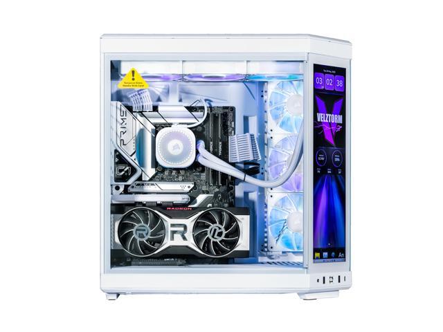 Velztorm LCD Praetix Custom Built Gaming Desktop PC (Intel i9-14900K, AMD Radeon RX 9060 XT, 32GB DDR5, 2TB PCIe SSD, RGB Fans, 360mm AIO, 1000W...