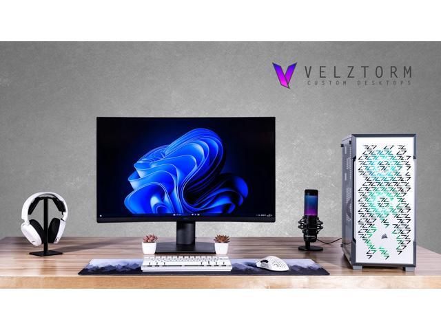 Velztorm White Fultix Custom Built Gaming Desktop PC (AMD Ryzen 5-5500, AMD Radeon RX 9060 XT, 32GB DDR4, 2TB PCIe SSD, RGB Fans, 750W PSU, WiFi 5,...