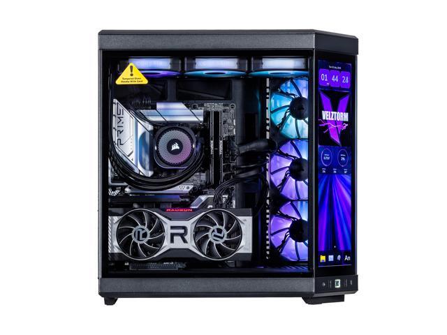 Velztorm LCD Black Praetix Custom Built Gaming Desktop PC (Intel i9-14900K, AMD Radeon RX 9060 XT, 32GB DDR5, 2TB PCIe SSD, RGB Fans, 360mm AIO,...