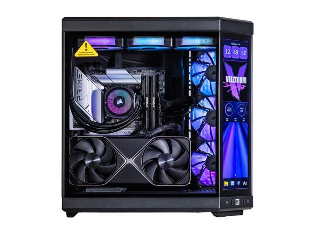 Velztorm LCD Black Praetix Custom Built Gaming Desktop PC (Intel i9-14900K, GeForce RTX 5060, 32GB DDR5, 2TB PCIe SSD, RGB Fans, 360mm AIO, 1000W...
