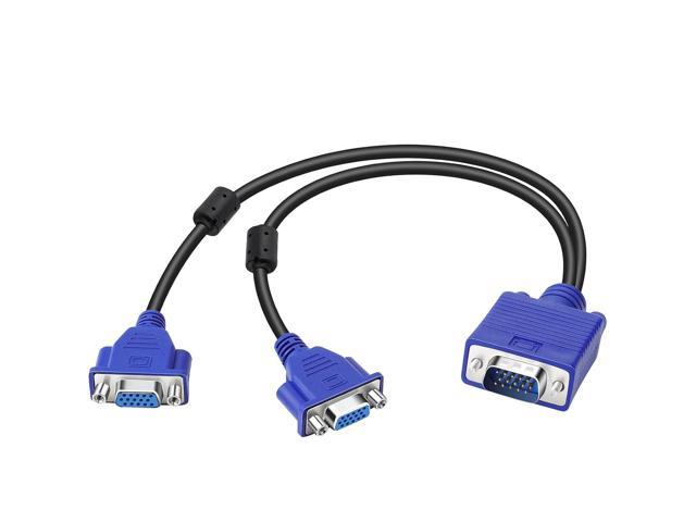 Dual VGA Splitter Monitor Cable 1 Male to 2 Female Adapter Converter VGA Video Y Cable Cord for Screen Duplication