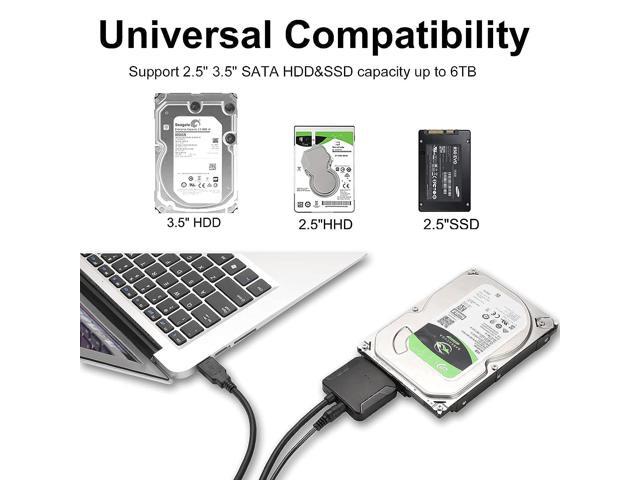 SATA to USB 3.0 Adapter, External Hard Drive Converter Cable for 2.5' 3.5' HDD, SSD with Power Supply