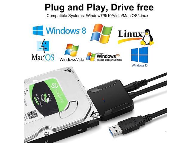 SATA to USB 3.0 Adapter, External Hard Drive Converter Cable for 2.5' 3.5' HDD, SSD with Power Supply