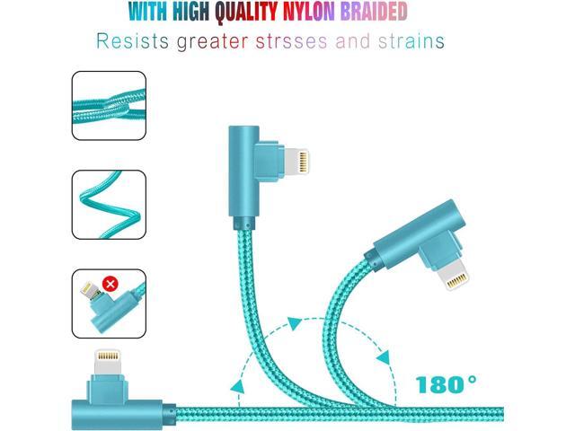 for iPhone Charger Cable Right Angle Lightning Cable 5Pack 90 Degree 6FT Nylon Braid Charging Cord Fast Charging Compatible for iPhone...