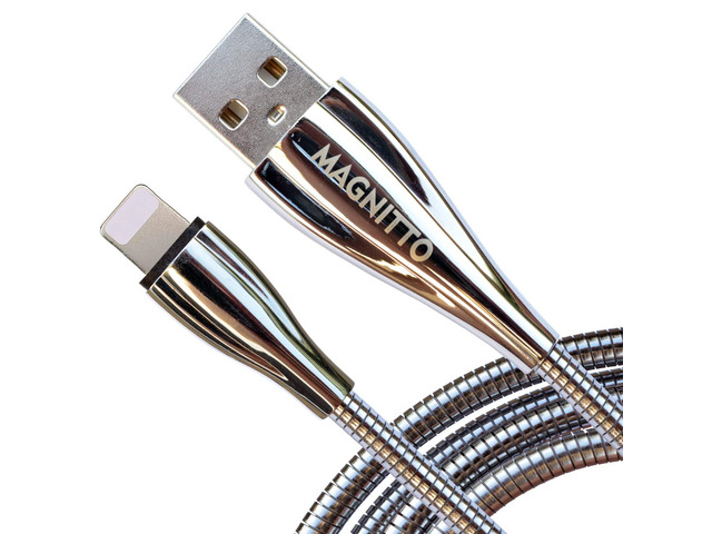 Metal Braided Cord, USB Charging Cable, Stainless Steel, Strong Durable Wire, Tangle Free, Data sync high Speed 3.3ft, Silver Charger Cable
