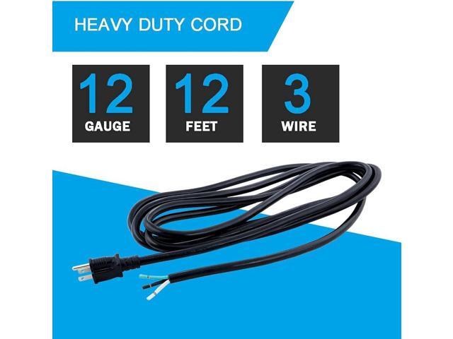 12 AWG Power Cord 12FT Open End Heavy Duty 12 Gauge 3 Prong 12 Foot 3 Wire SJT Power Supply Cord NEMA 5-15P, 1875W at 125V Replacement Power Cord...