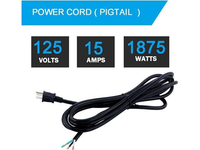 12 AWG Power Cord 12FT Open End Heavy Duty 12 Gauge 3 Prong 12 Foot 3 Wire SJT Power Supply Cord NEMA 5-15P, 1875W at 125V Replacement Power Cord...