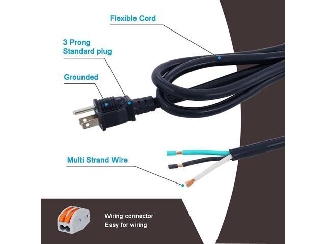 12 AWG Power Cord 12FT Open End Heavy Duty 12 Gauge 3 Prong 12 Foot 3 Wire SJT Power Supply Cord NEMA 5-15P, 1875W at 125V Replacement Power Cord...