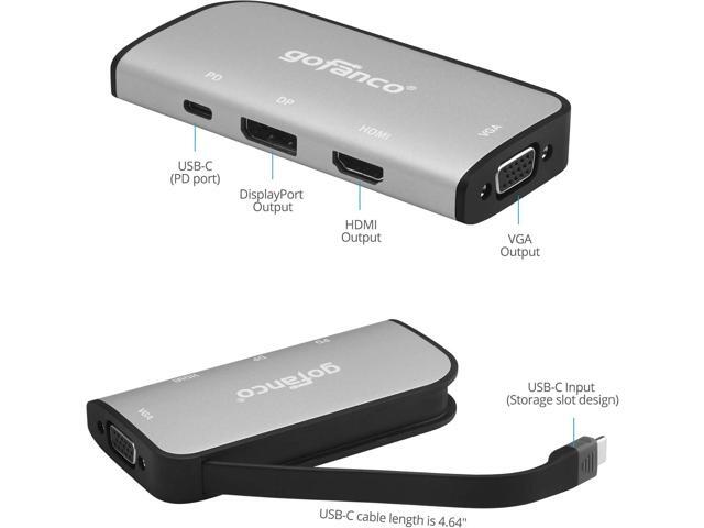 gofanco 4K 60Hz USB-C MST Hub with 3 Displays USBC to Up to 3 Displays (HDMI/DisplayPort/VGA), 100W PD Charging, Thunderbolt 3 & 4 Compatible,...