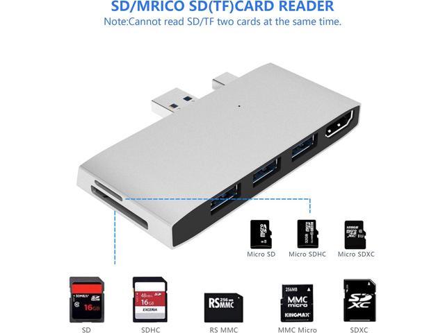 Surface Pro 4/Pro 5/Pro 6 Docking Station USB Hub USB 3.0 Hub Adapter, SD & TF/Micro SD Memory Card Reader, 4K HDMI Port Converter Accessories for...
