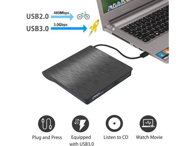 External CD/DVD Drive for Laptop, USB 3.0 Portable DVD CD+/-RW Drive Slim DVD/CD ROM Rewriter Burner Writer, High Speed Data Transfer Pro Desktop