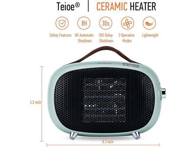 Space Heater, Teioe Mini Electric Space Heater 800W/400W, Small PTC Ceramic Heater with Tip-Over and Overheat Protection, 3 Operating Modes, Space...