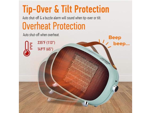 Space Heater, Teioe Mini Electric Space Heater 800W/400W, Small PTC Ceramic Heater with Tip-Over and Overheat Protection, 3 Operating Modes, Space...