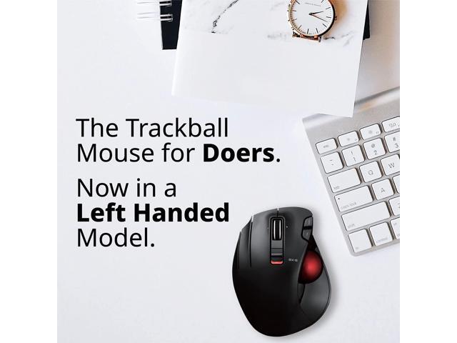 ELECOM EX-G Left-Handed Trackball Mouse, 2.4GHz Wireless, Thumb Control, 6-Button Function, Ergonomic Design, Optical Gaming Sensor, Smooth Red...