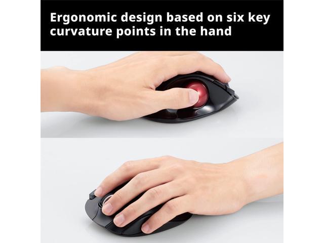 ELECOM EX-G Left-Handed Trackball Mouse, 2.4GHz Wireless, Thumb Control, 6-Button Function, Ergonomic Design, Optical Gaming Sensor, Smooth Red...