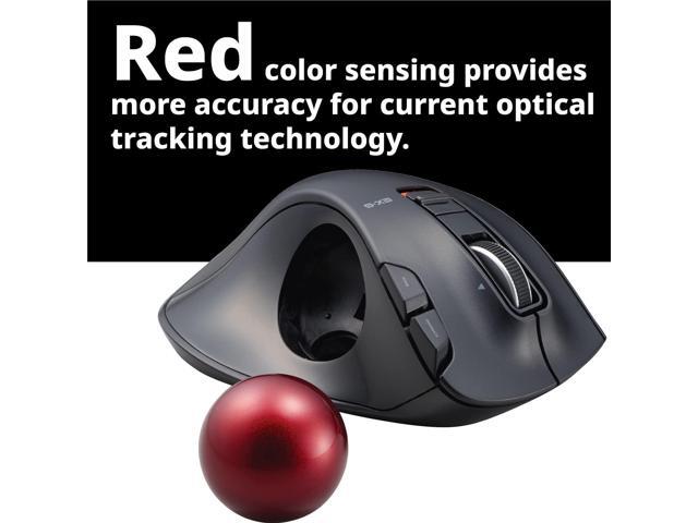 ELECOM EX-G Left-Handed Trackball Mouse, 2.4GHz Wireless, Thumb Control, 6-Button Function, Ergonomic Design, Optical Gaming Sensor, Smooth Red...