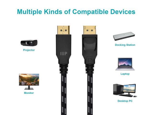 Monoprice Braided DisplayPort 1.4 Cable - 10 Feet - Gray, 8K Capable For Graphic Design, TV Walls and PC Gaming