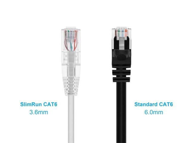 Monoprice Cat6 Ethernet Patch Cable - 25 feet - White Snagless RJ45 Stranded 550MHz UTP CMR Riser Rated Pure Bare Copper Wire 28AWG - SlimRun Series