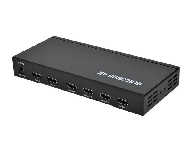 Monoprice Blackbird 4K 2x4 HDMI Splitter And Switch - Black 4k @ 30Hz Dolby TrueHD Support And Built in Automatically Adjusting Amplifier