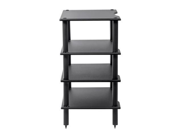 Monolith 4 Tier/Shelf Audio Stand - Black Open Air Storage, Modular Design, Sturdy, Compatible With Bose, Polk, Sony, Yamaha, Pioneer and others