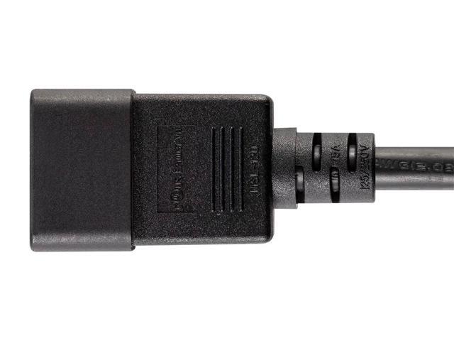 Monoprice Heavy Duty Extension Cord - 3 Feet - Black IEC 60320 C20 to IEC 60320 C19, 12AWG, 20A, SJT, 250V