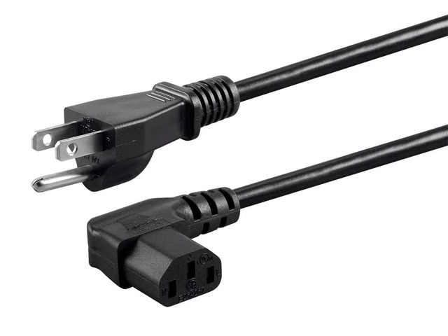 Monoprice 6ft 18AWG Power Cord Cable with 3 Conductor PC Power Connector Socket 10A (NEMA 5-15P to Left Angle IEC 60320 C13)