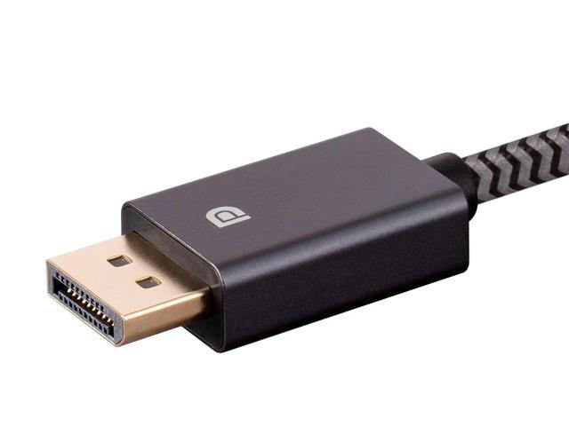 Monoprice DisplayPort 1.4 EasyPlug Nylon Braided Cable - 3 Feet - Gray (10 Pack) 8K@60Hz, Up to 32.4 Gbps, Compatible with PC, Laptop, TV, Projector