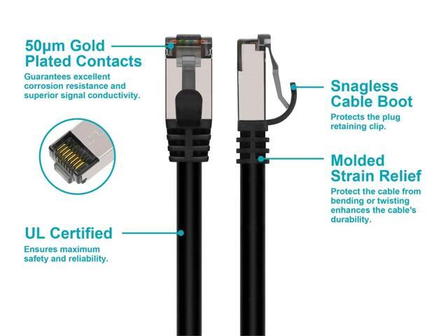 Monoprice Entegrade Series Cat8 26AWG S/FTP Ethernet Network Cable, 2GHz, 40G, 50ft, Black