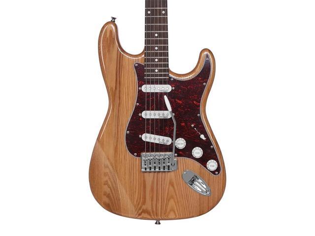 Monoprice Cali DLX Plus Solid Ash Electric Guitar - Natural, With Gig Bag, Ash Body, Maple Neck, Professionally Set-up in the US - Indio Series