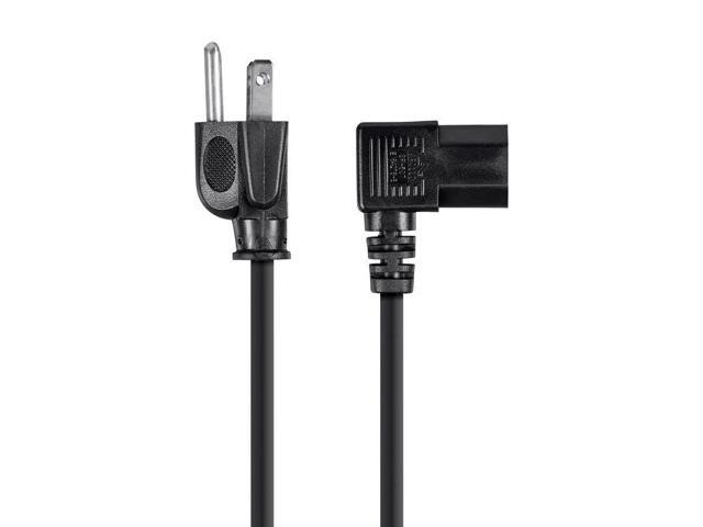 Monoprice Right Angle Power Cord - 2 Feet - Black, NEMA 5-15P to Right Angle IEC 60320 C13 14AWG Works With Most PCs, Monitors, Scanners, and Printers