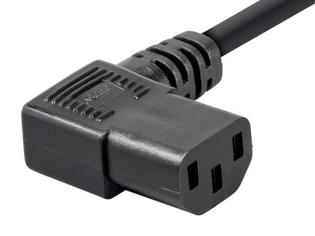 Monoprice Power Cord - 2 Feet - Black NEMA 5-15P to Right Angle IEC 60320 C13, 16AWG, 13A/1625W, SJT, 125V Works With Most PCs Monitors Scanners...