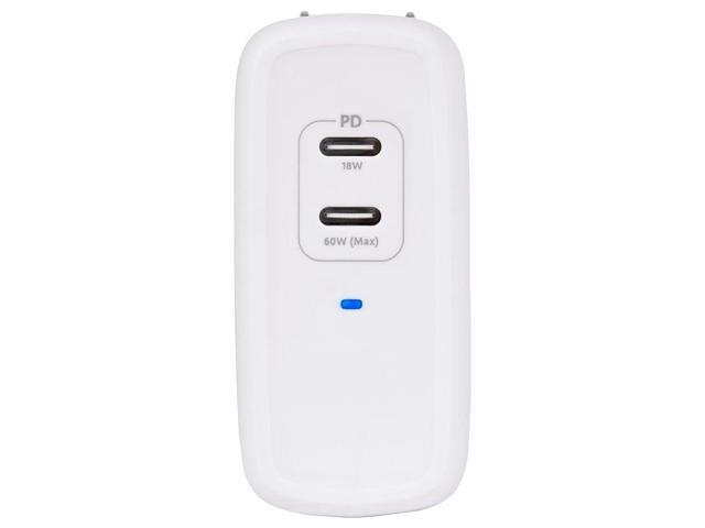 Monoprice 68W 2-port USB-C GaN Charger, Fast Charge, Foldable, PD Technology, for MacBook, iPad, iPhone, Galaxy, White