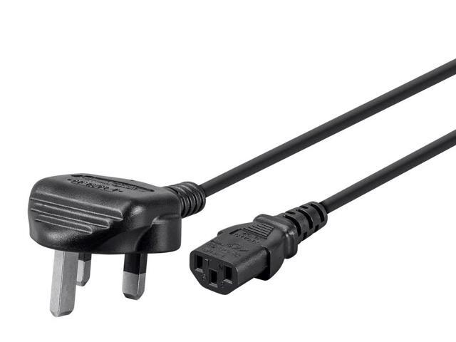 Monoprice 3-Prong Power Cord - 3 Feet - Black, England British Cable, BS 1363 (UK) to IEC 60320 C13, 18AWG, 5A/1250W, 250V For Laptop Computer